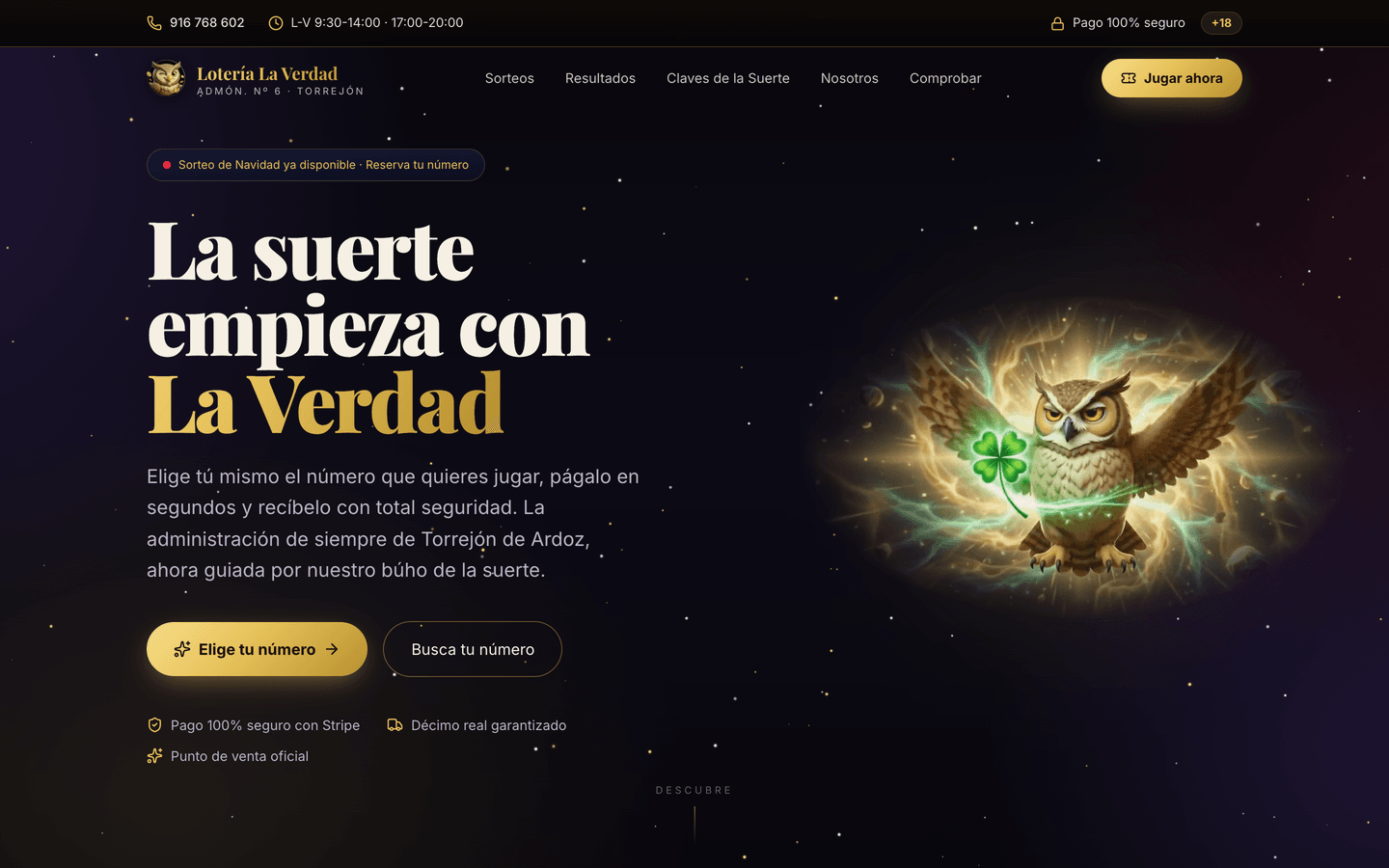 Portada de la web de Lotería La Verdad