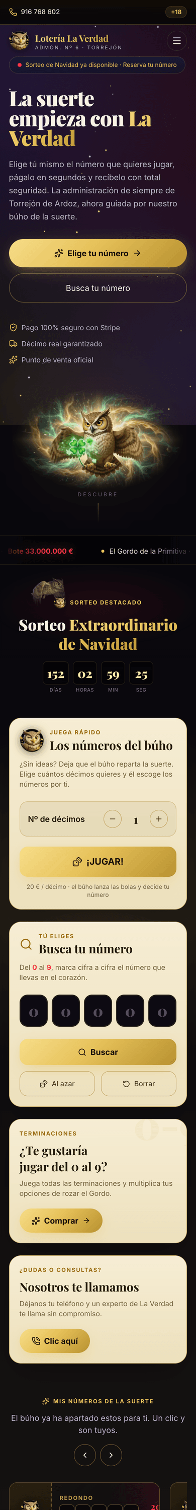 La misma web vista en el móvil