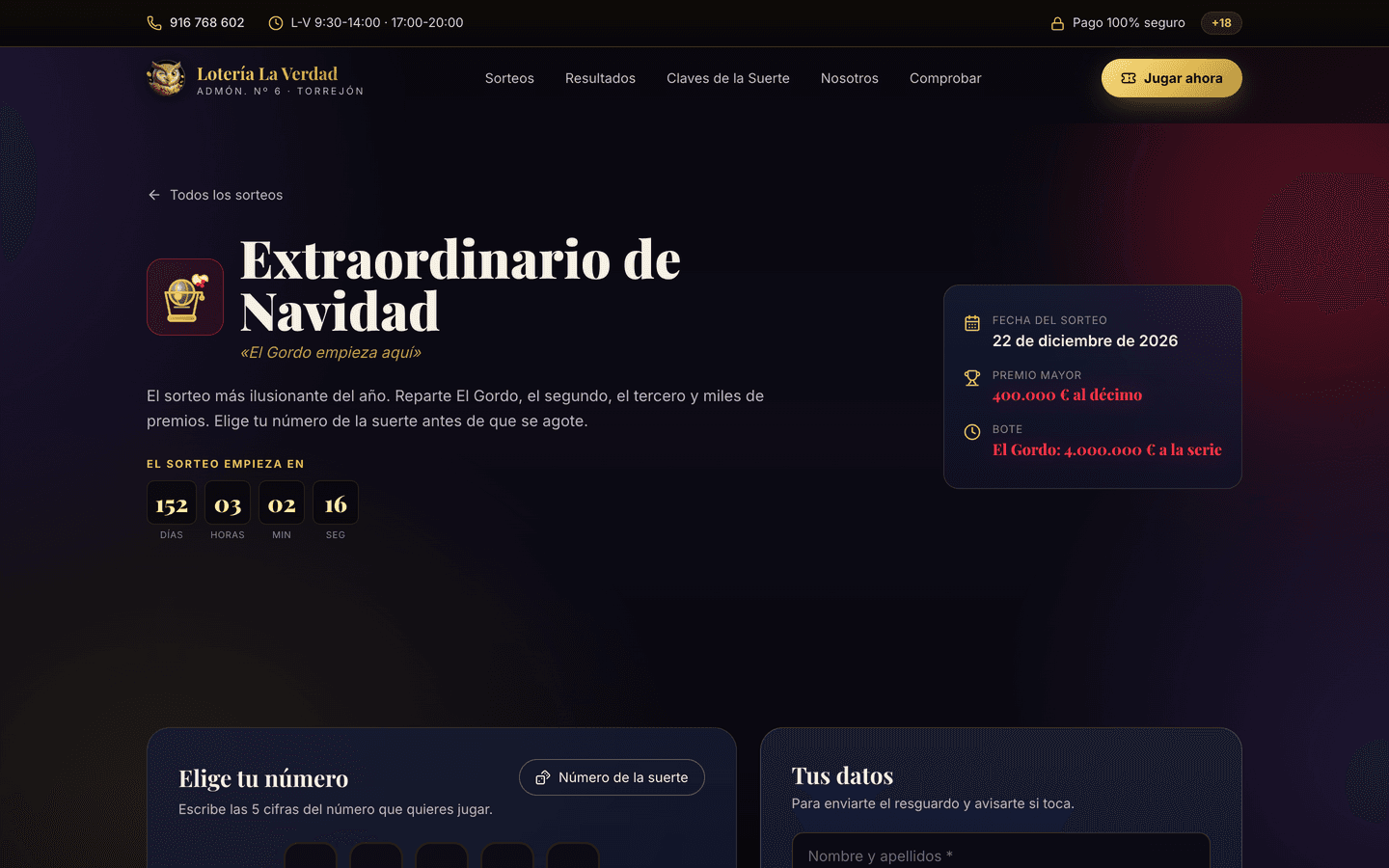 Ficha del Extraordinario de Navidad con cuenta atrás